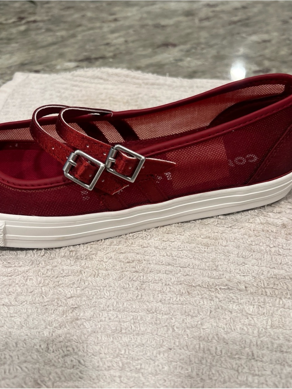Converse Women's Red Mary Jane Flats with Strap - Picture 8 of 10